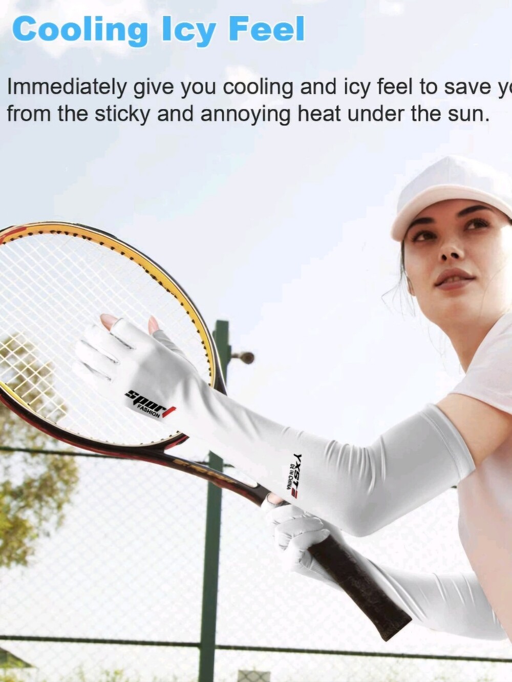 Sporto White Cooling Arm Sleeves Gloves